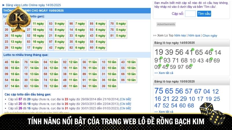 Tính năng nổi bật của trang web lô đề Rồng Bạch Kim